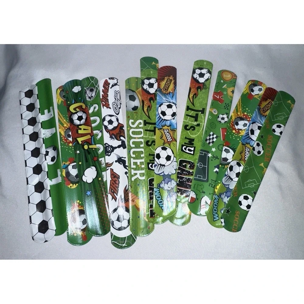 Party Favors Slap Bracelets Lot Soccer Theme Unisex 20 Pieces Green